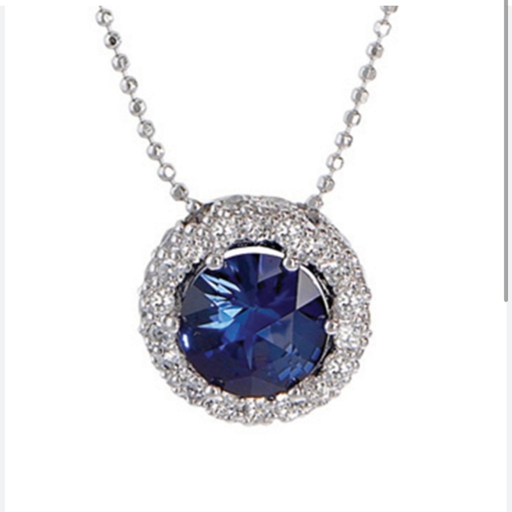 Crislu Sterling Platinum and Synthetic Sapphire necklace
